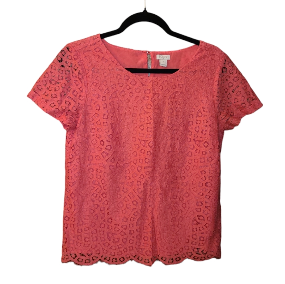 J.Crew Cut Out Detail Bright Short Sleeve Top‎